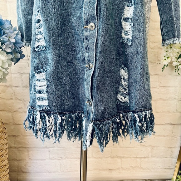 Long Tassel Back Denim Jacket - Picture 6 of 16